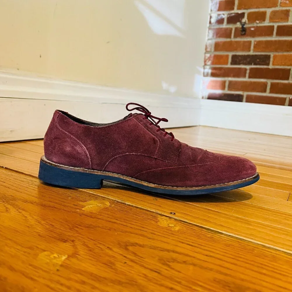 Cole Haan Men's Burgundy Suede Oxford Lace Up Dress Shoes Size 9.5